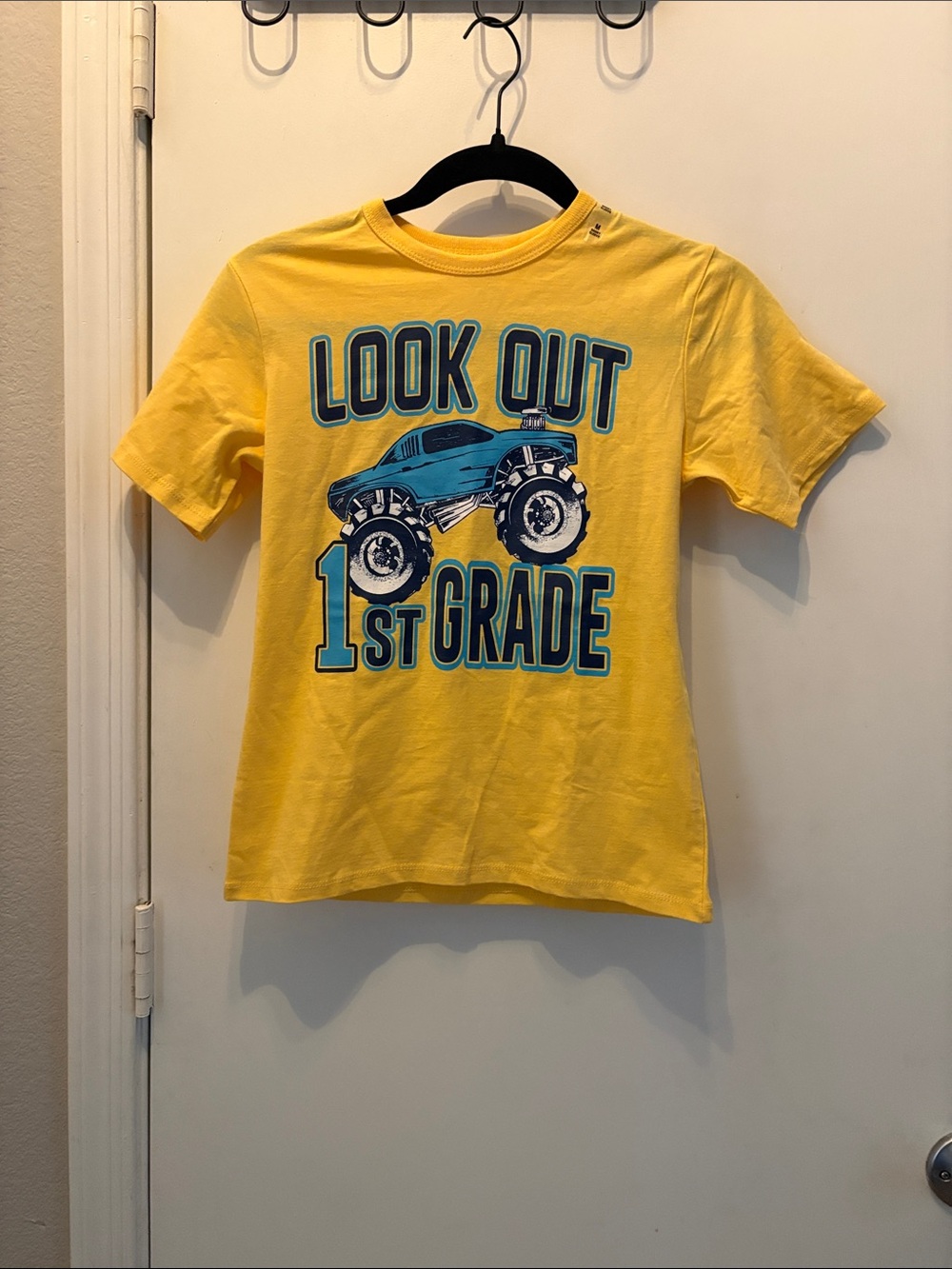The Children's Place First Grade Yellow Tee with Blue Monster Truck Graphic NWT